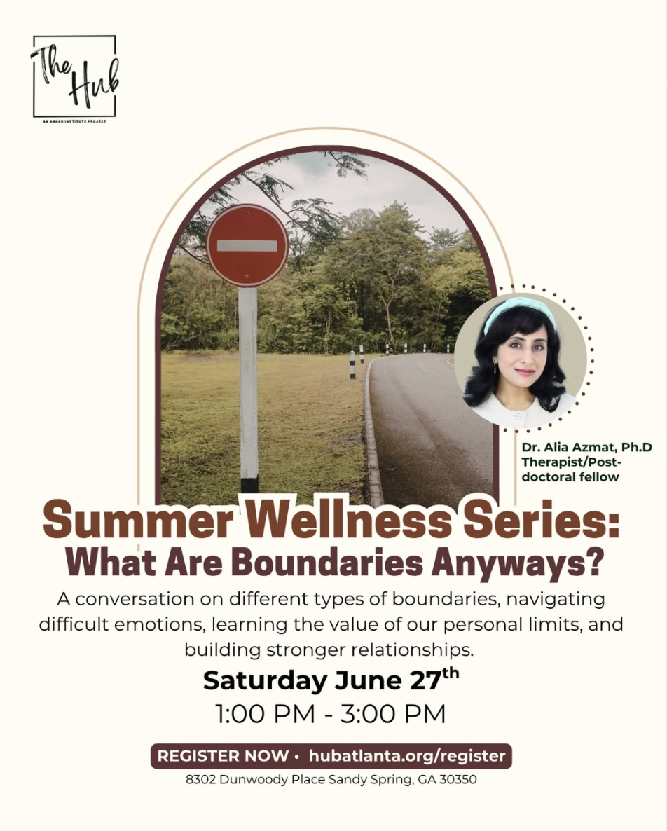 Flyer for the Summer Wellness Series session What Are Boundaries Anyways? at The Hub.